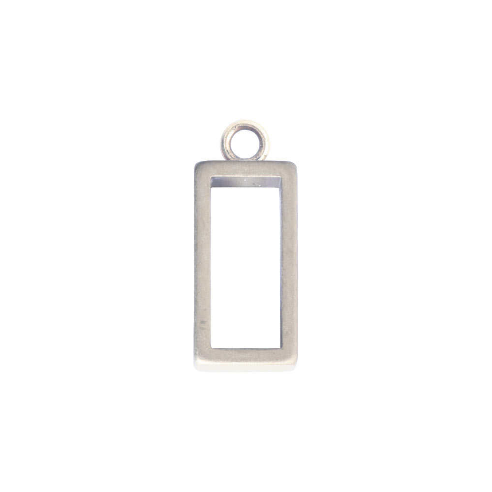 Charms & Solderable Accents Open Frame Tiny Rectangle - Silver Plated over Brass